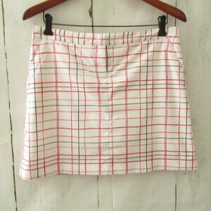 Izod Golf Skirt Skort 4 White Pink Plaid Shorts Active Pockets Preppy Pickleball